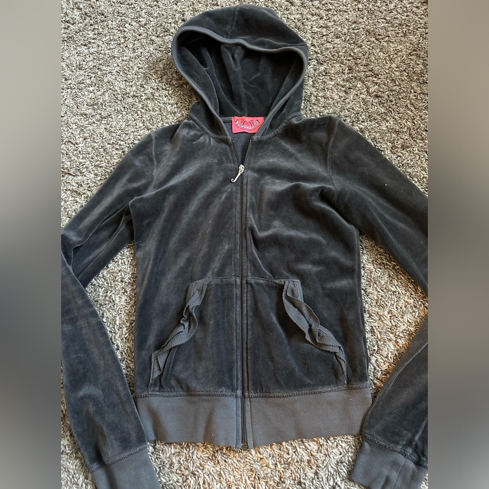 Grey Juicy Couture “I Love Juicy” Velour Zip Up!